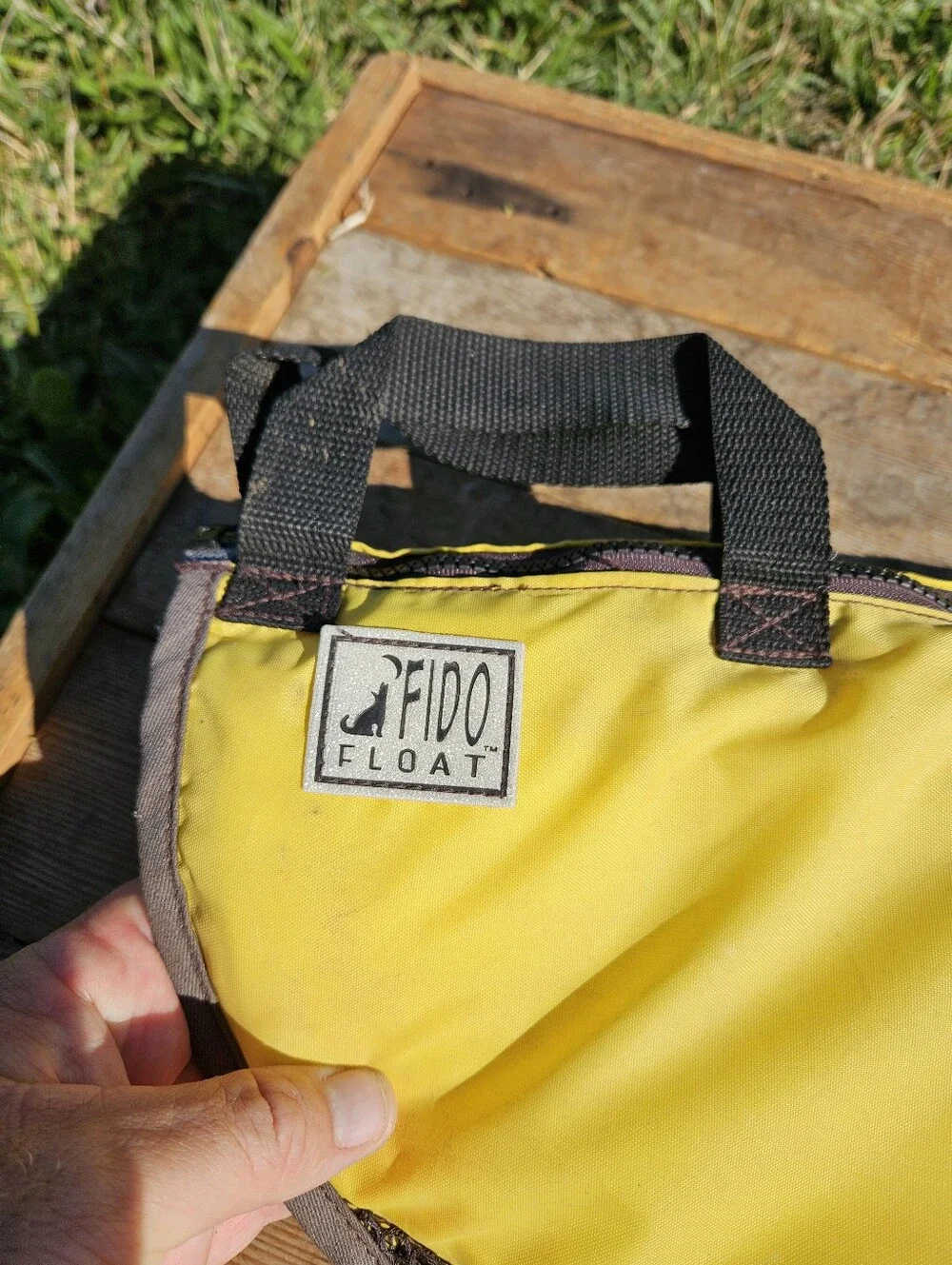Fido Float large  Yellow Dog Life Jacket with Black Mesh Panels #doglifejacket #